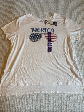 State of Mind White 'MERICA Sunglasses Graphic Tee NWT